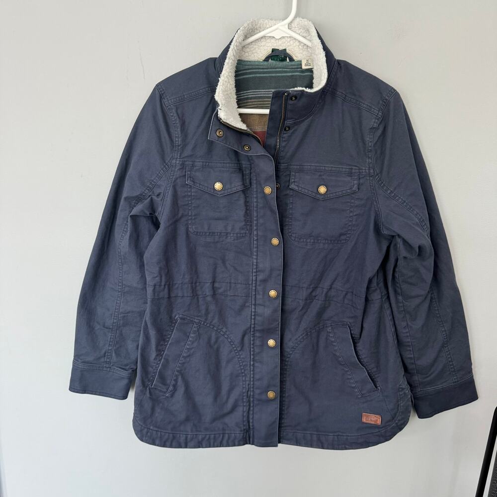 L.L. Bean Blue Lined Cotton Blend Utility Jacket Women's Size Medium BeanFlex